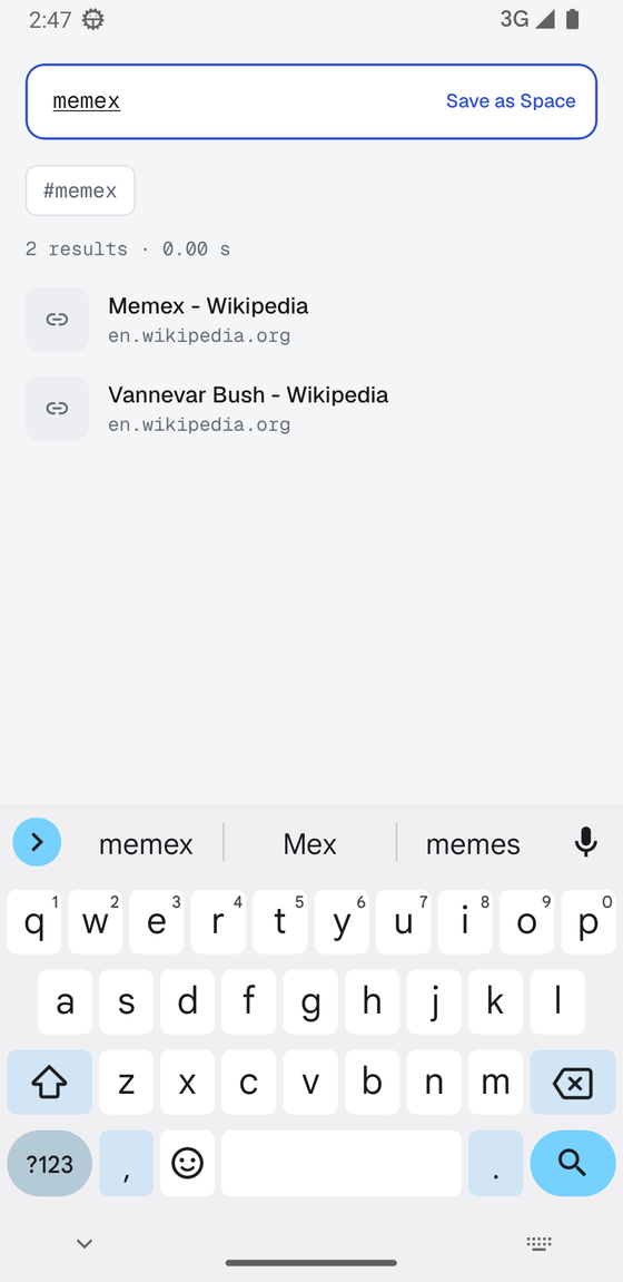 Search with operator chips and results